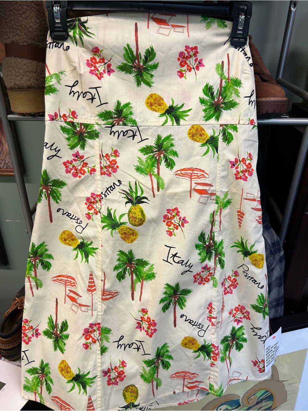 ASOS Tropical Pineapple & Palm Print Skirt - Italian / POISATANOCream Background
